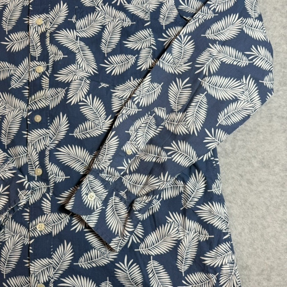 Gap Button Up Shirt Mens XL Blue Floral Leaf Print Slim Fit Long Sleeve - Picture 6 of 11